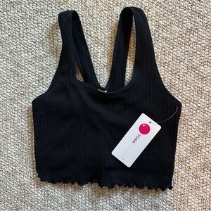 [SOLD] Yogalicious Black Ribbed Cropped Top